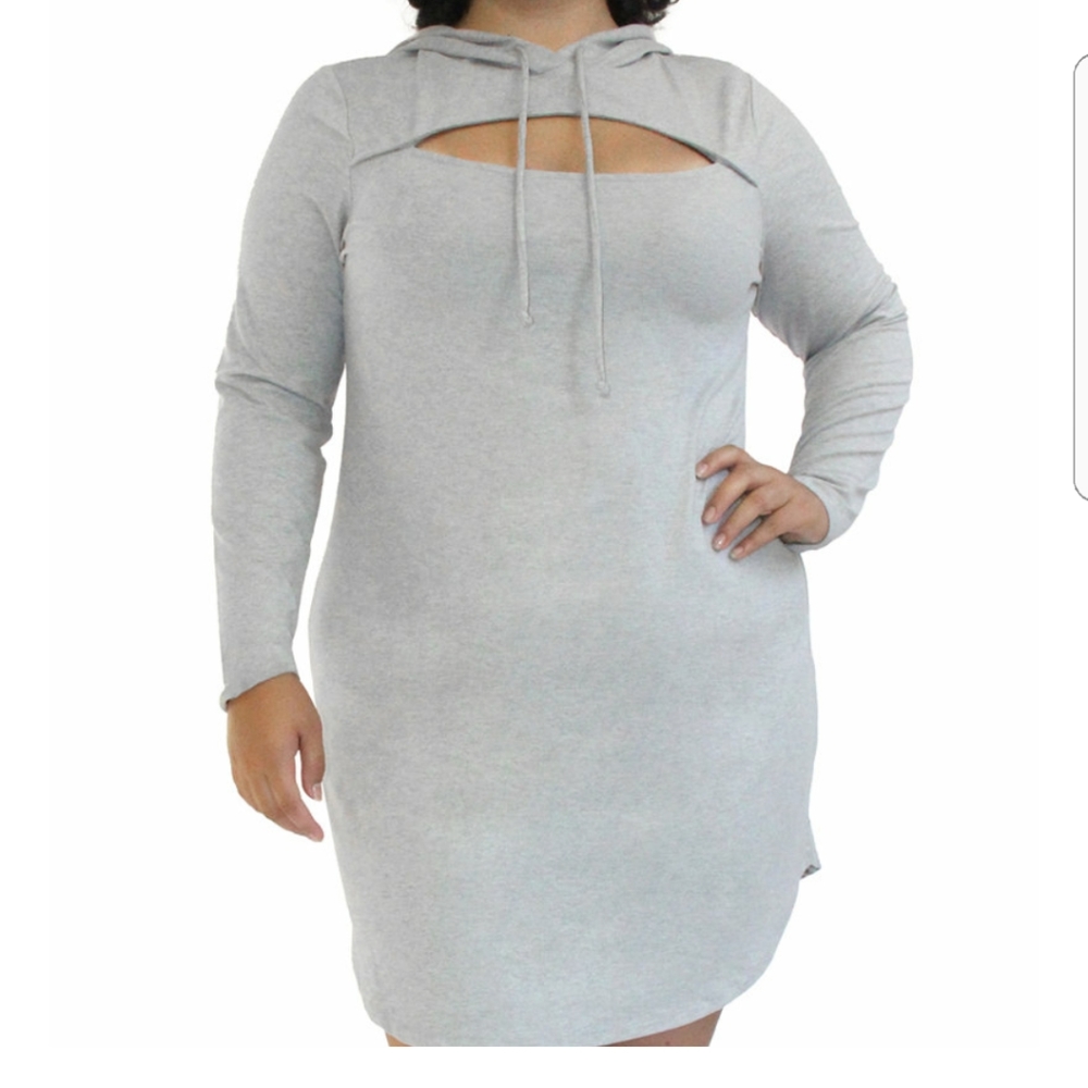 《NEW》Plus Size Cutout Hoodie Dress
